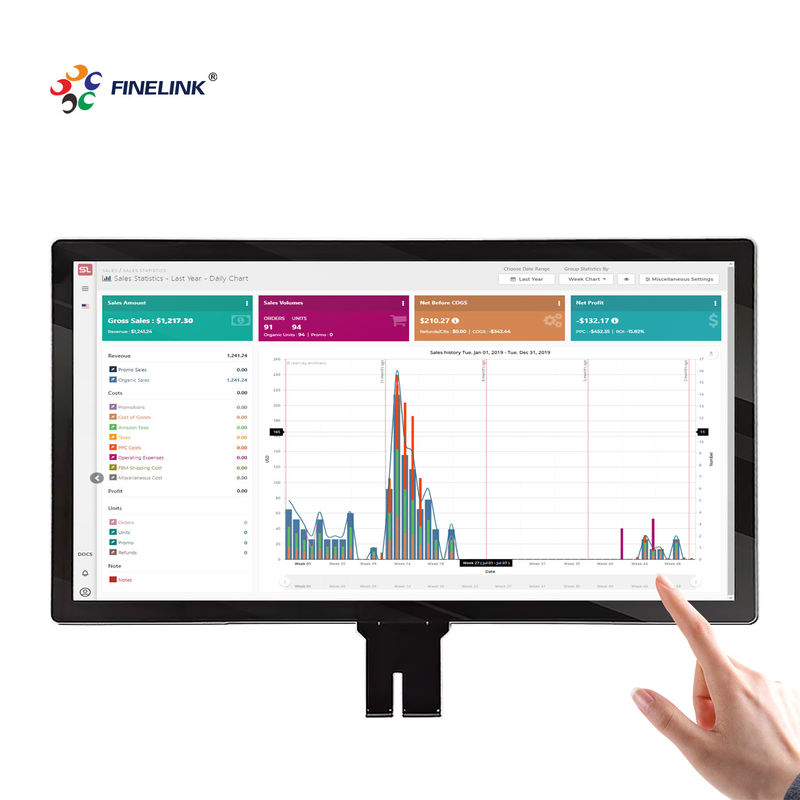 Удобный для пользователя 43-дюймовый интерфейс I2C/USB/RS232 PCAP G G Capacitive Touch Panel for Business
